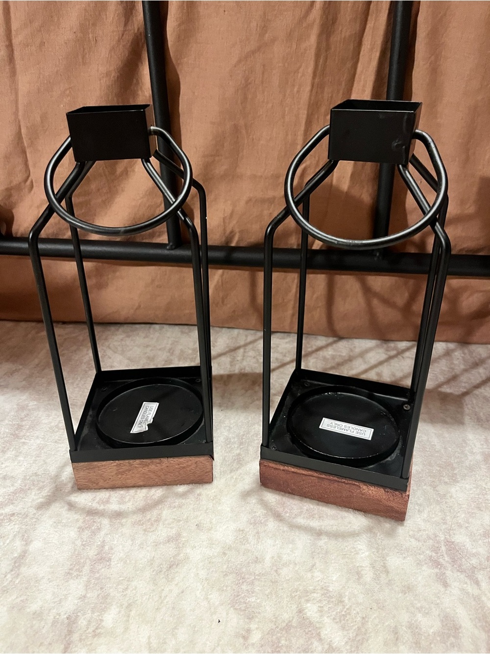 Black and Copper Lantern Candle Holders - Home Accents